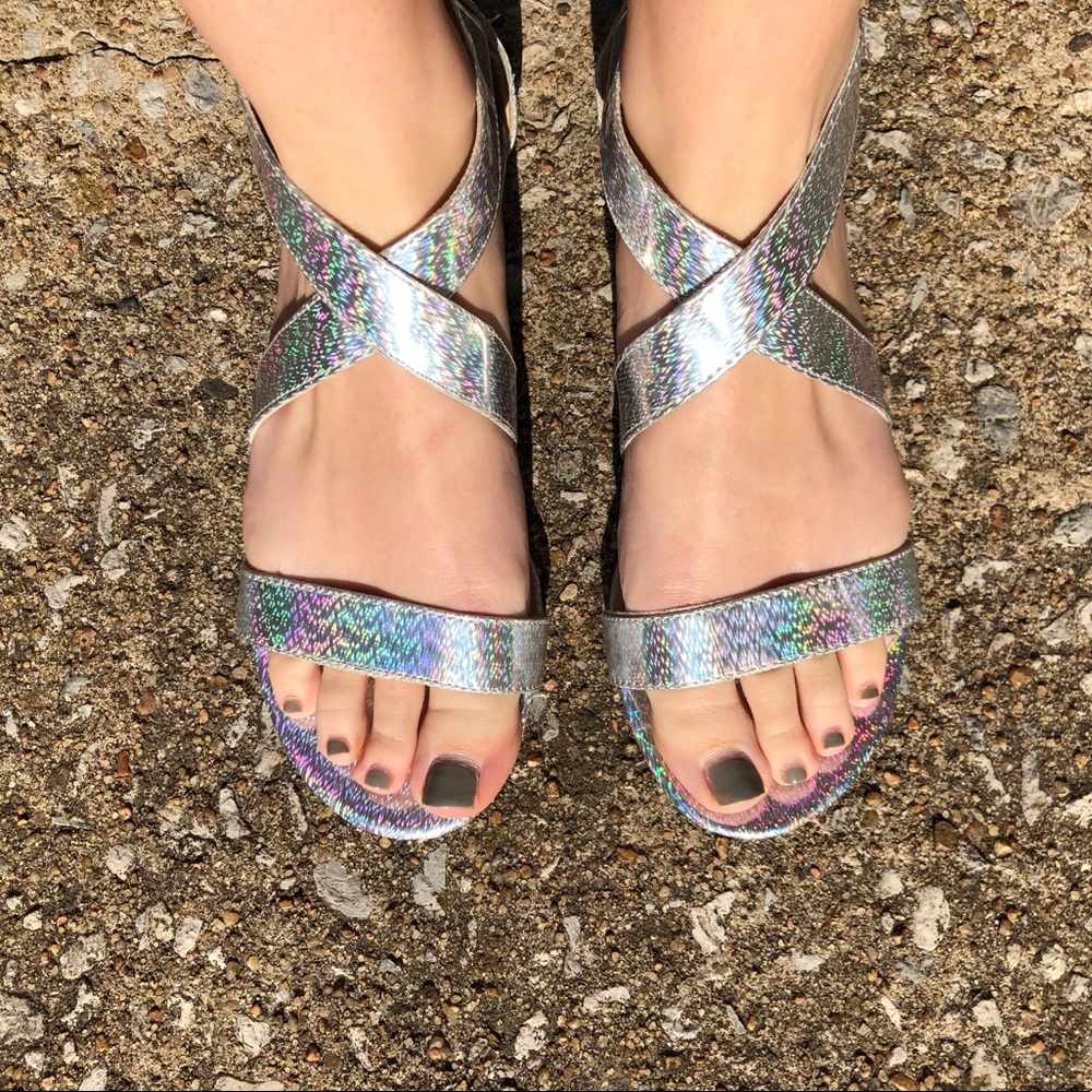 Fun holographic festival sandals! Rainbow - Size 7