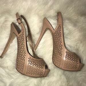 BCBGeneration peep toe sling back platform pumps