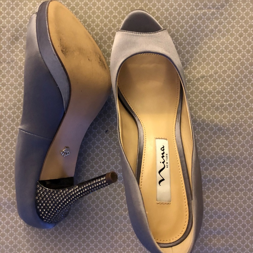 Nina - Fiorah Crystal Satin Peep-Toe Pumps