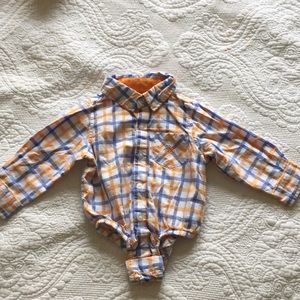 Andy and Evan boys button up body suit.