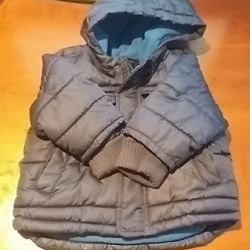 Blue Fleece-lined Puffer Coat w/Hood