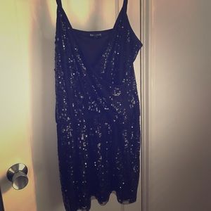 Express sequined faux wrap dress