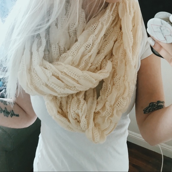 Accessories - Cream Knitted Slouchy Infinity Scarf