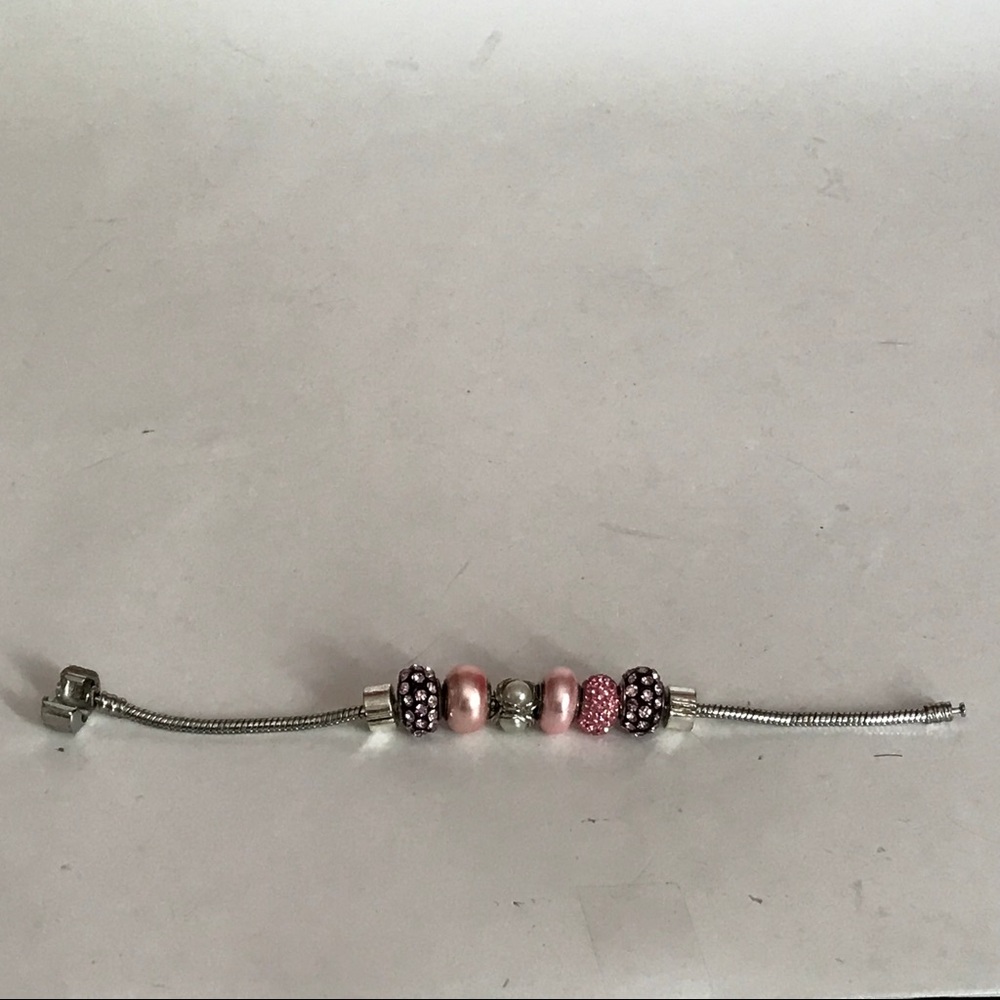 European Large Whole Bead Bracelet Pink 7 1/4” - Picture 3 of 5