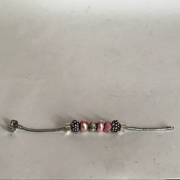 European Large Whole Bead Bracelet Pink 7 1/4” - Picture 3 of 5