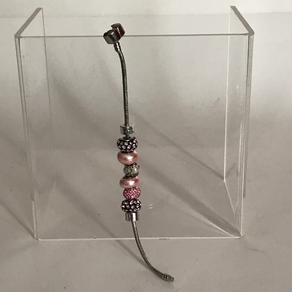 European Large Whole Bead Bracelet Pink 7 1/4” - Picture 5 of 5