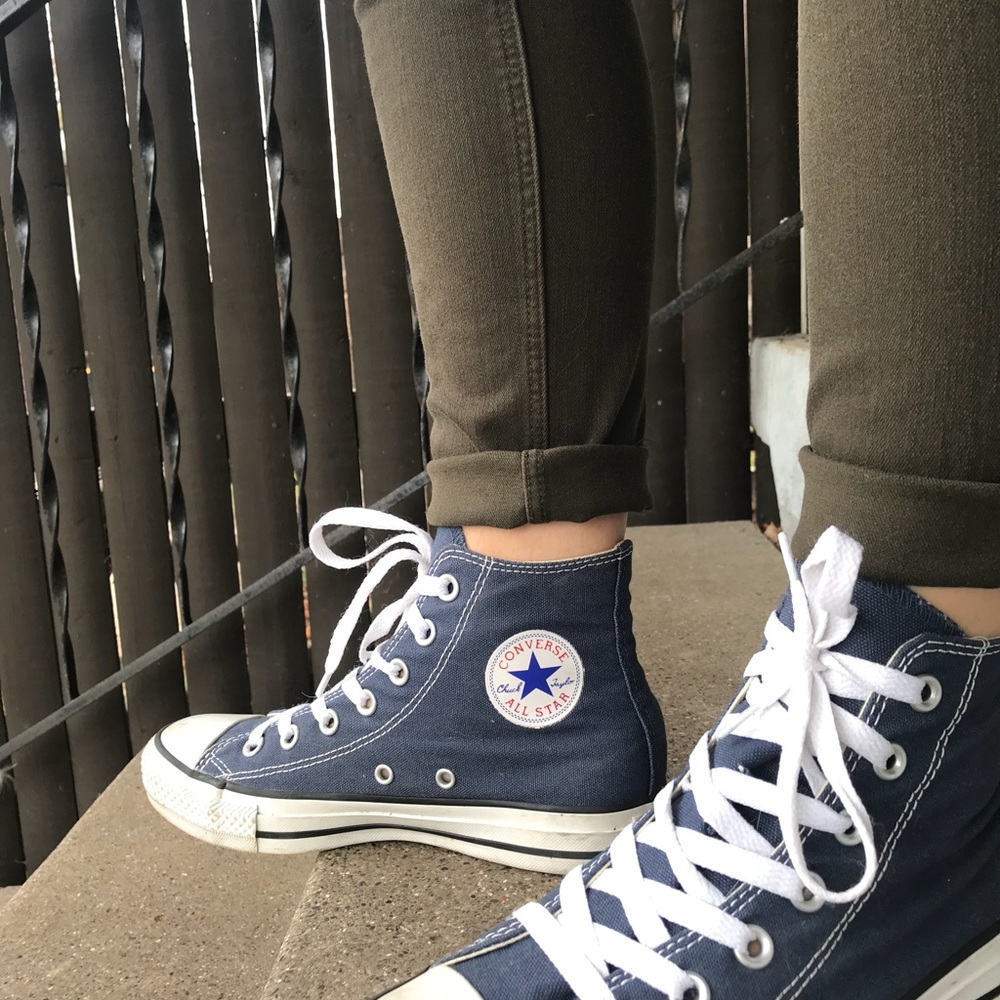 Dark Blue Converse High Tops. Basically Brand New.