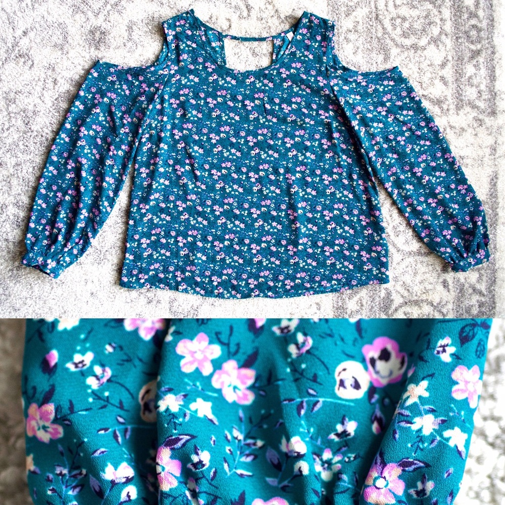 Floral Cold-Shoulder Blouse