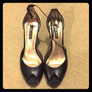 Brown peep toe heels