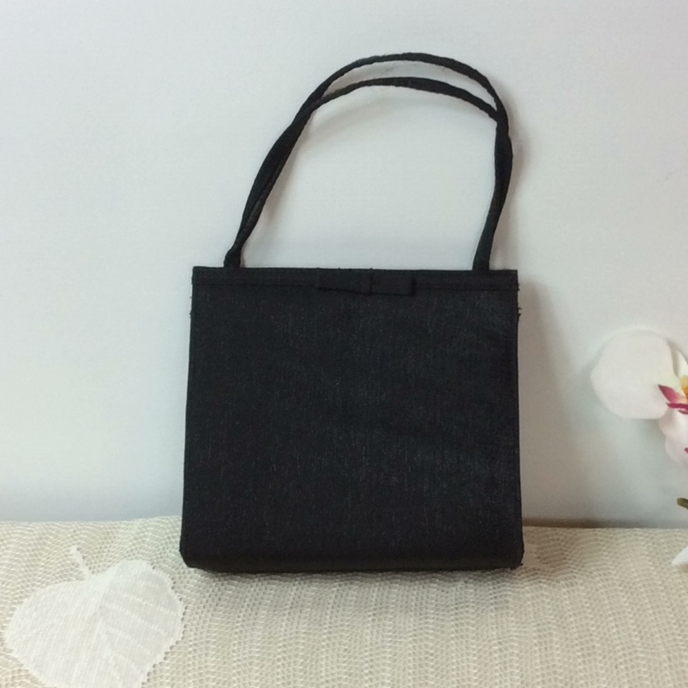 Small black satin bag