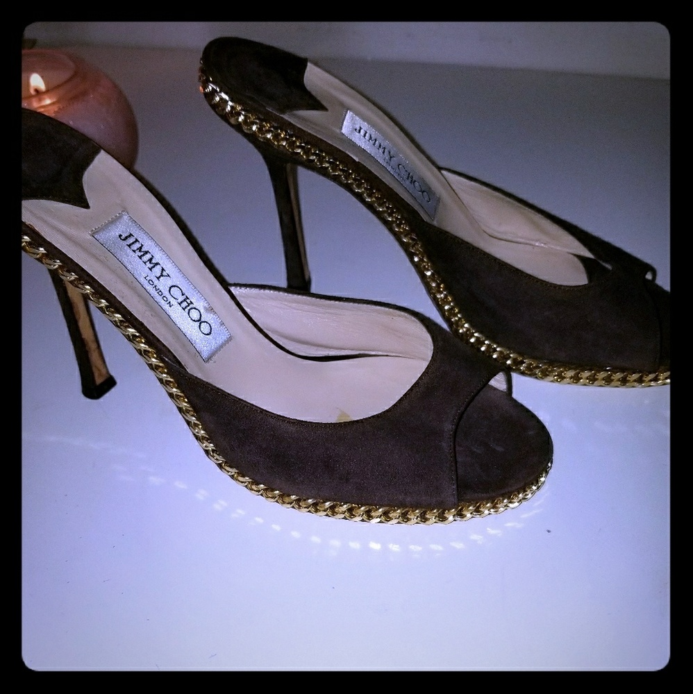 AUTHENTIC Jimmy Choo Suede Chained Sandals