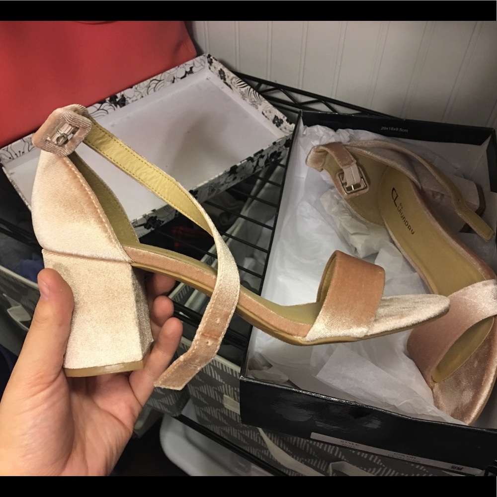 Blush block heels