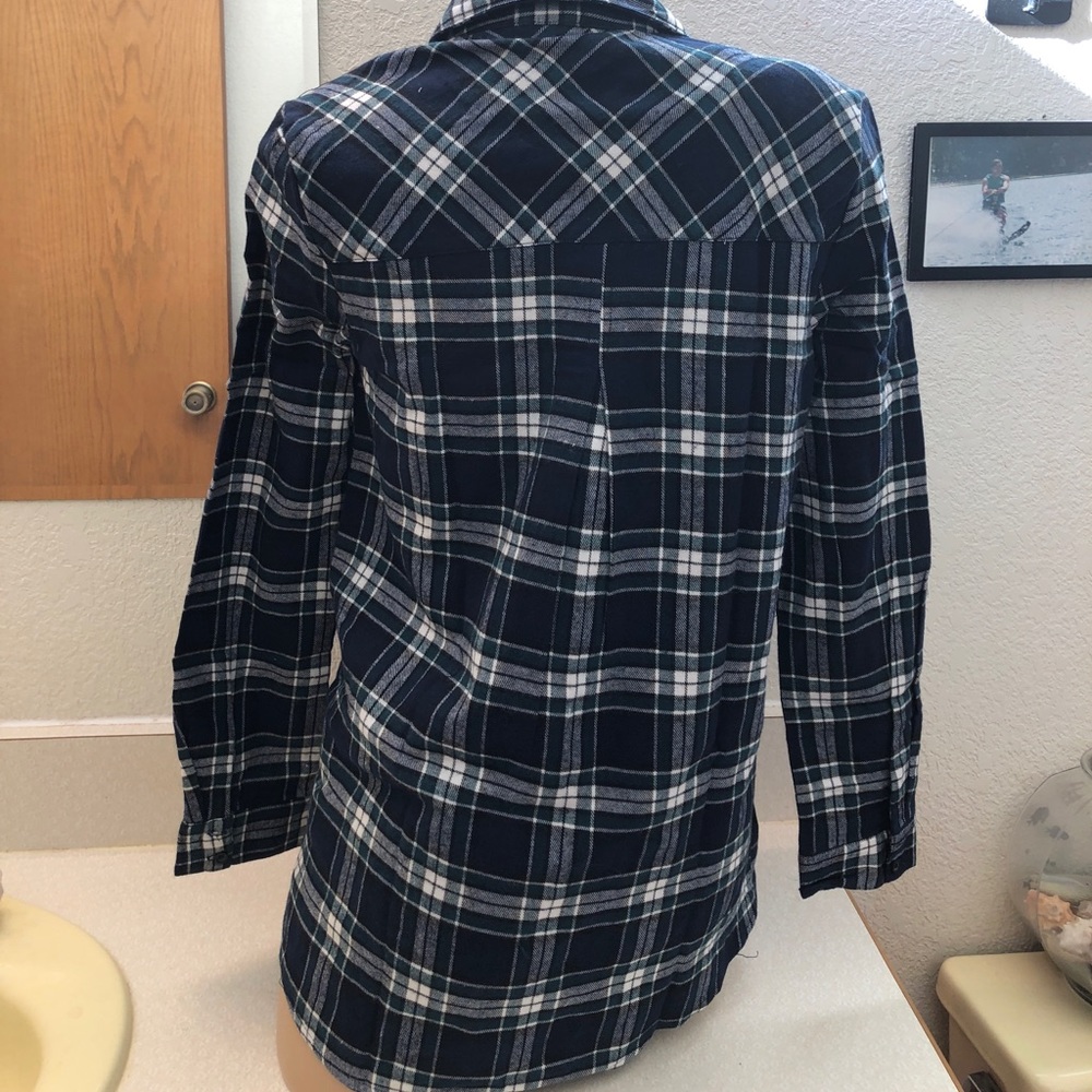 NEW  FLANNEL. DARK GREEN FITTED TOP XS - Picture 4 of 5