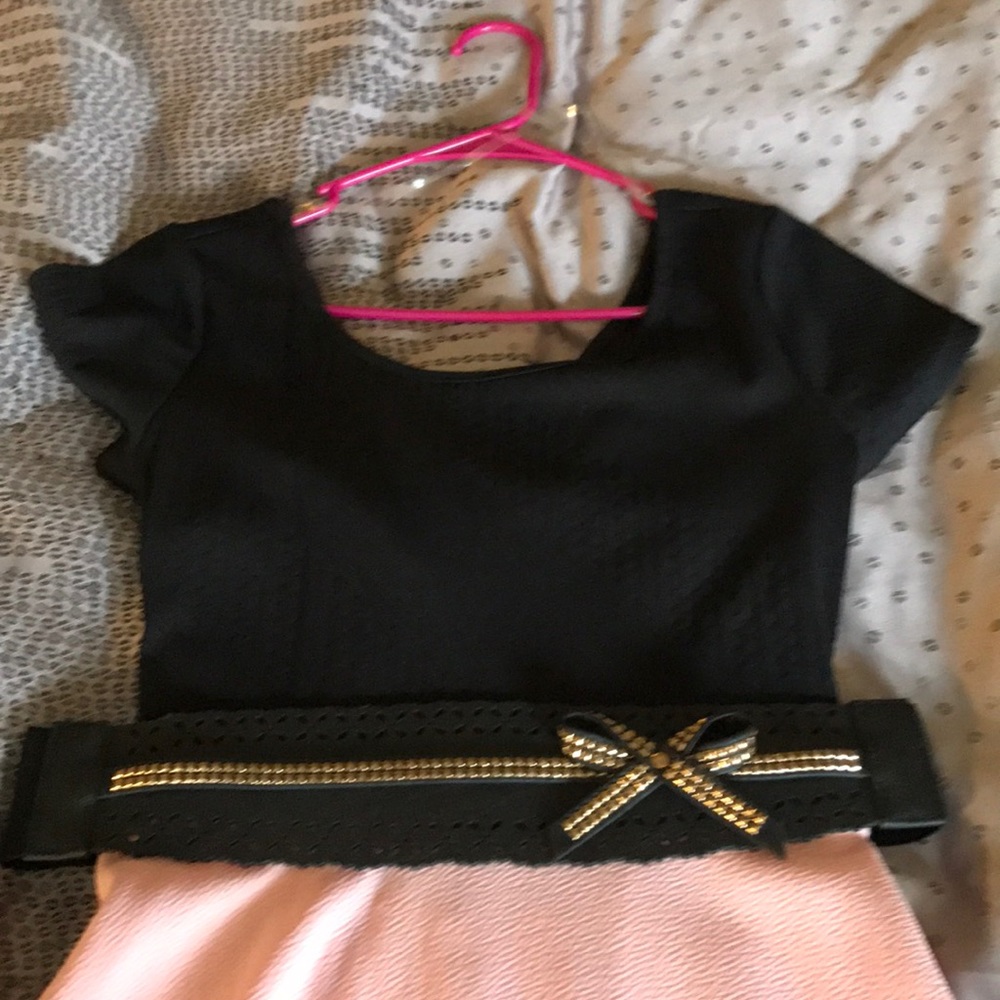 Cute pink and black short dress, peep open back