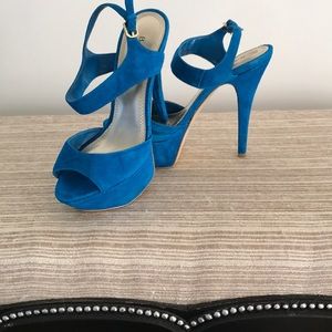 Suede turquoise blue sandals