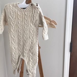Cable knit sweater onesie