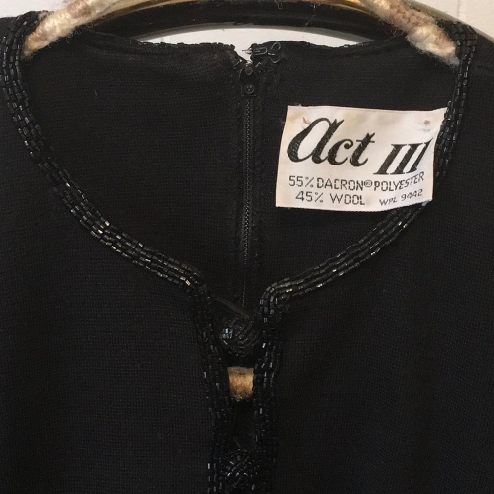 Vintage 1960's mod black beaded dress - Picture 2 of 8