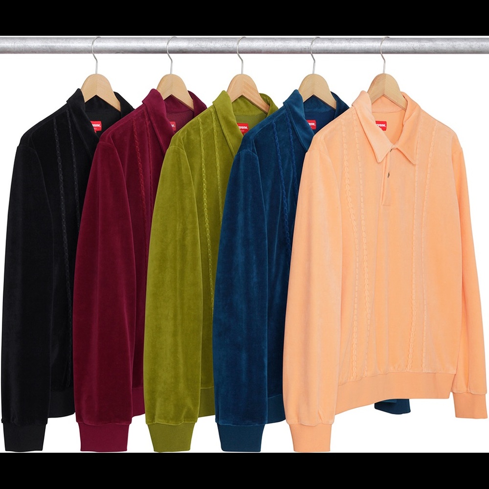Supreme Velour L/S Polo Dark Magenta