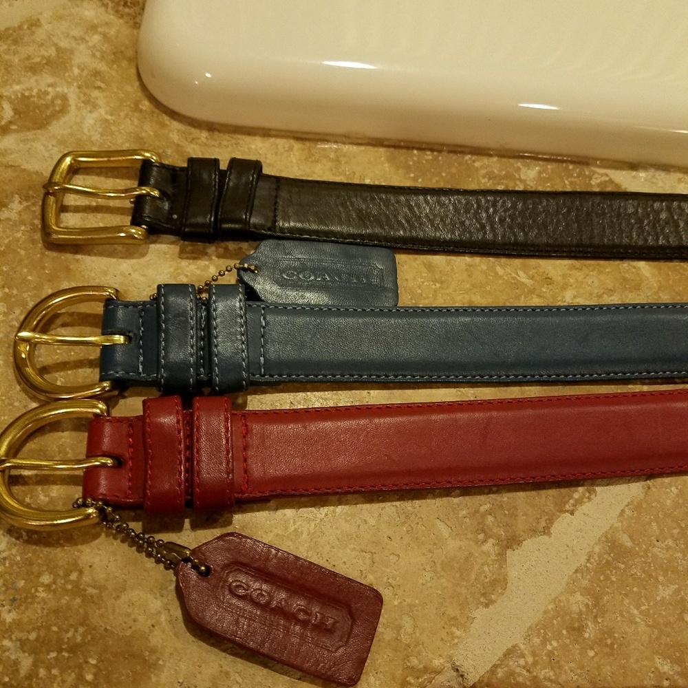 COACH LEATHER BELTS SET OF THREE