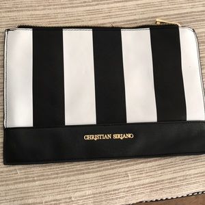 Black and white stripe clutch