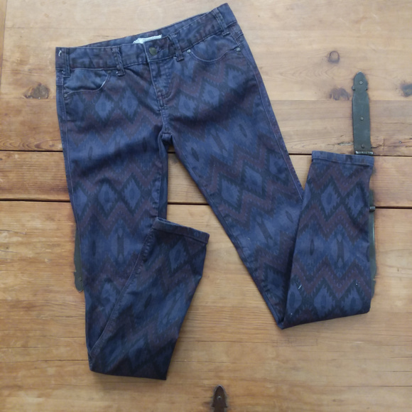 FREE PEOPLE Aztec Ikot Plum Skinny Jean Pants - Picture 2 of 7