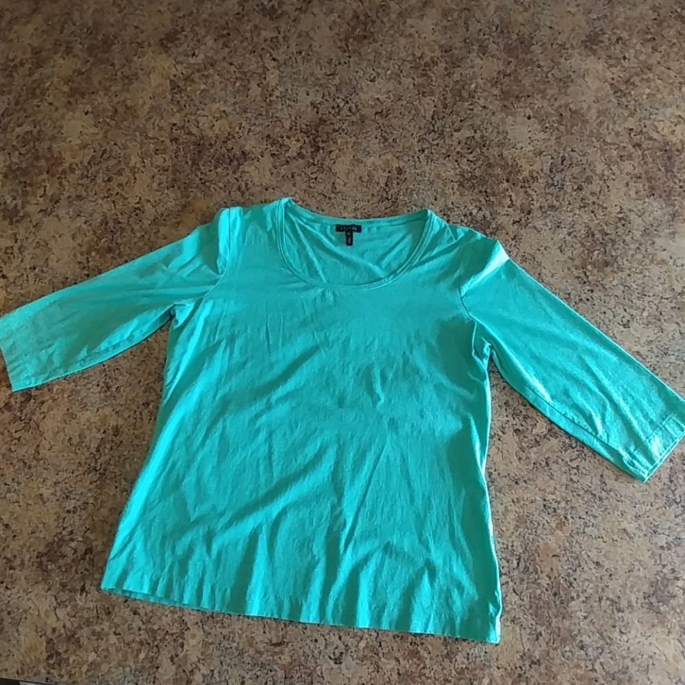 Escada Teal Women's 3/4 Sleeve Blouse - Size XL