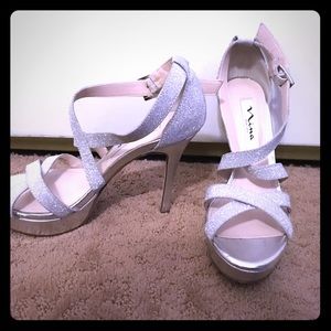 Silver Glittery Strapy Heels