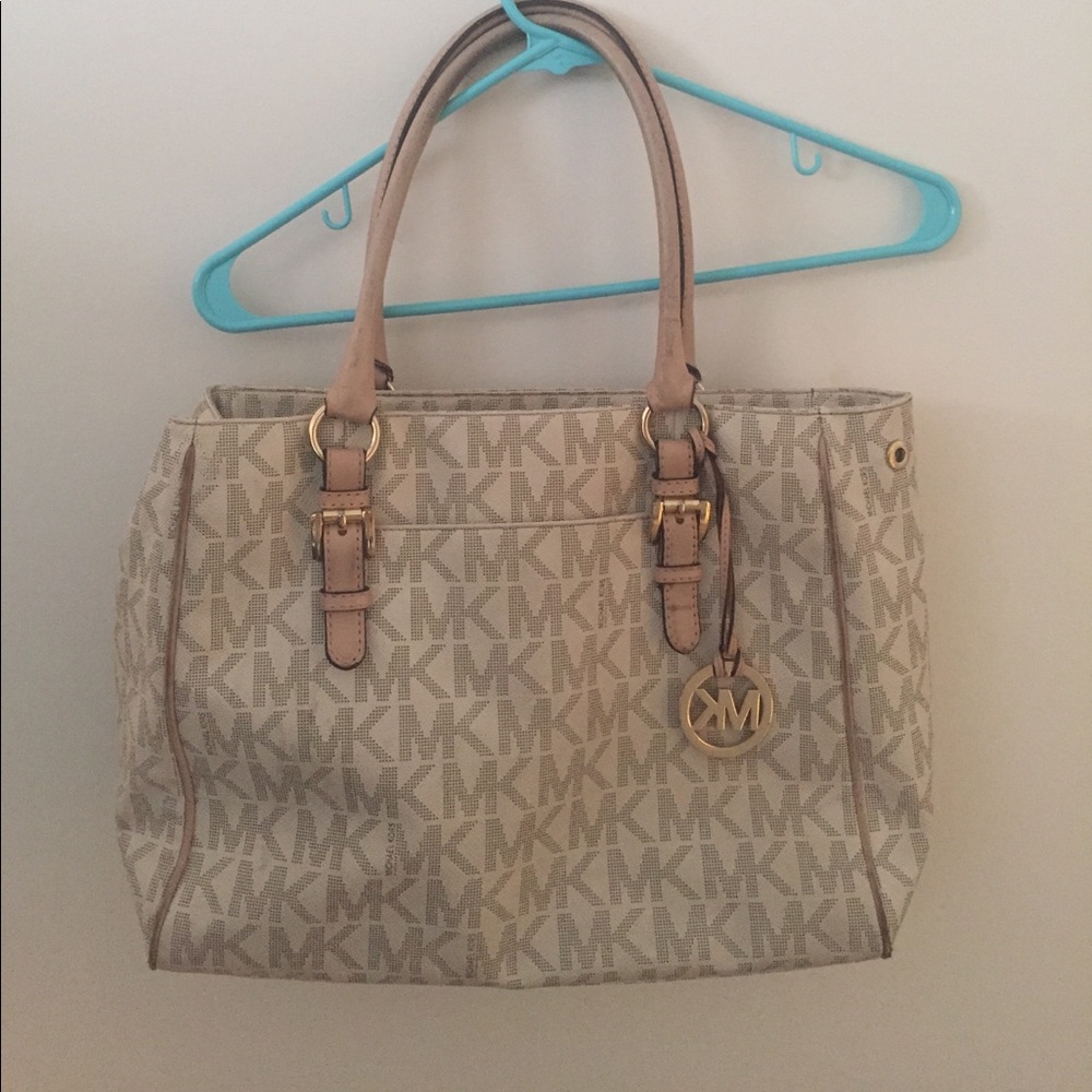 Michael Kors large white print purse