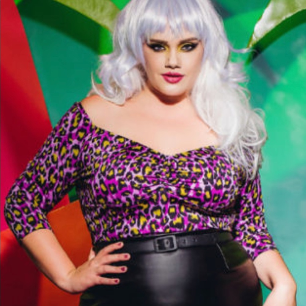 Last price purple Leopard Jailbird Pinup top
