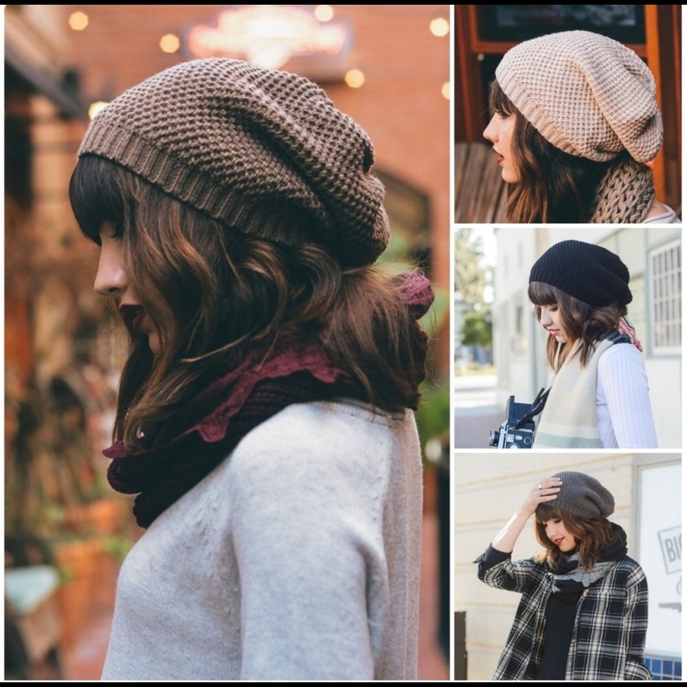 NEW! WAFFLE KNIT SLOUCH BEANIE