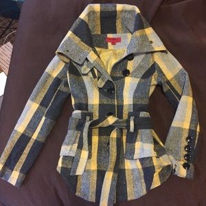 Yellow and Grey Plaid Winter Jacket by Coffee Shop