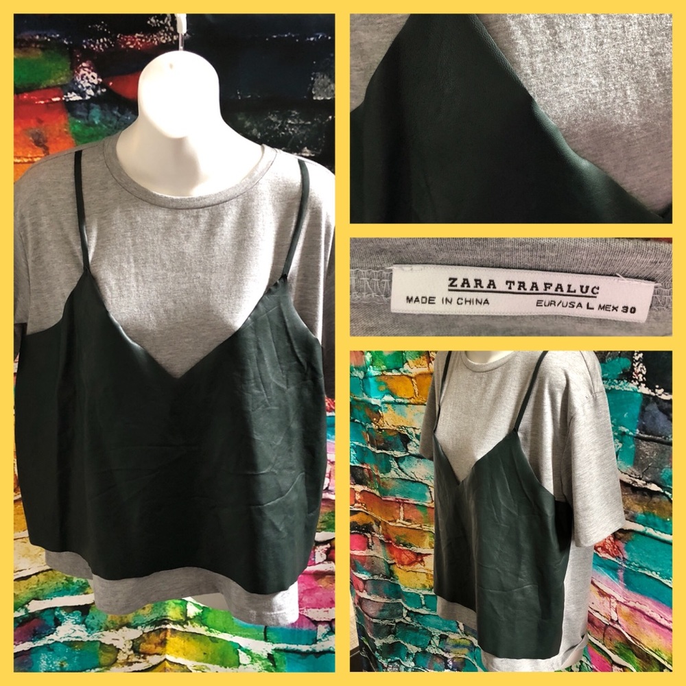 NWOT Zara Trafaluc Leather Feature Top L