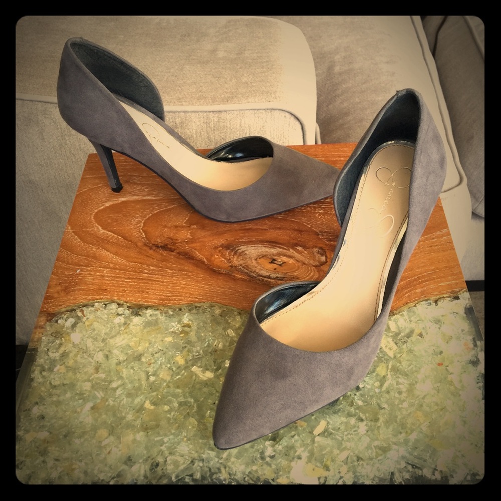 EUC Jessica Simpson half d'orsay pump 9 grey