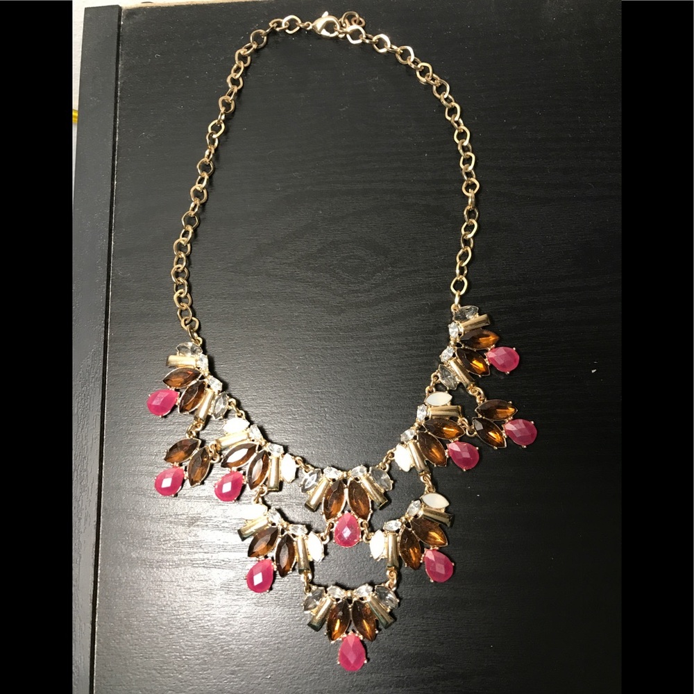 Francesca's Brown Pink and Gold Necklace