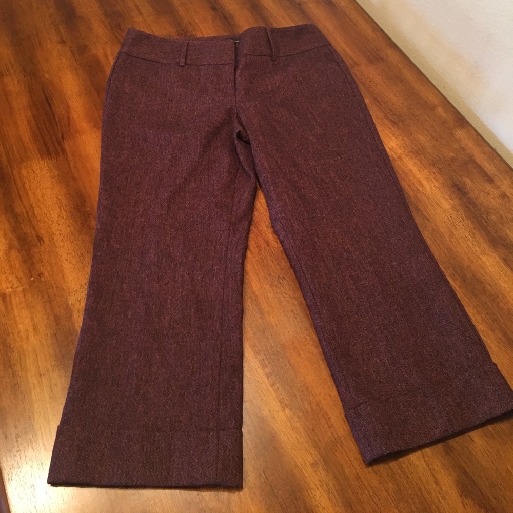 Express plum tweed cropped Editor pants