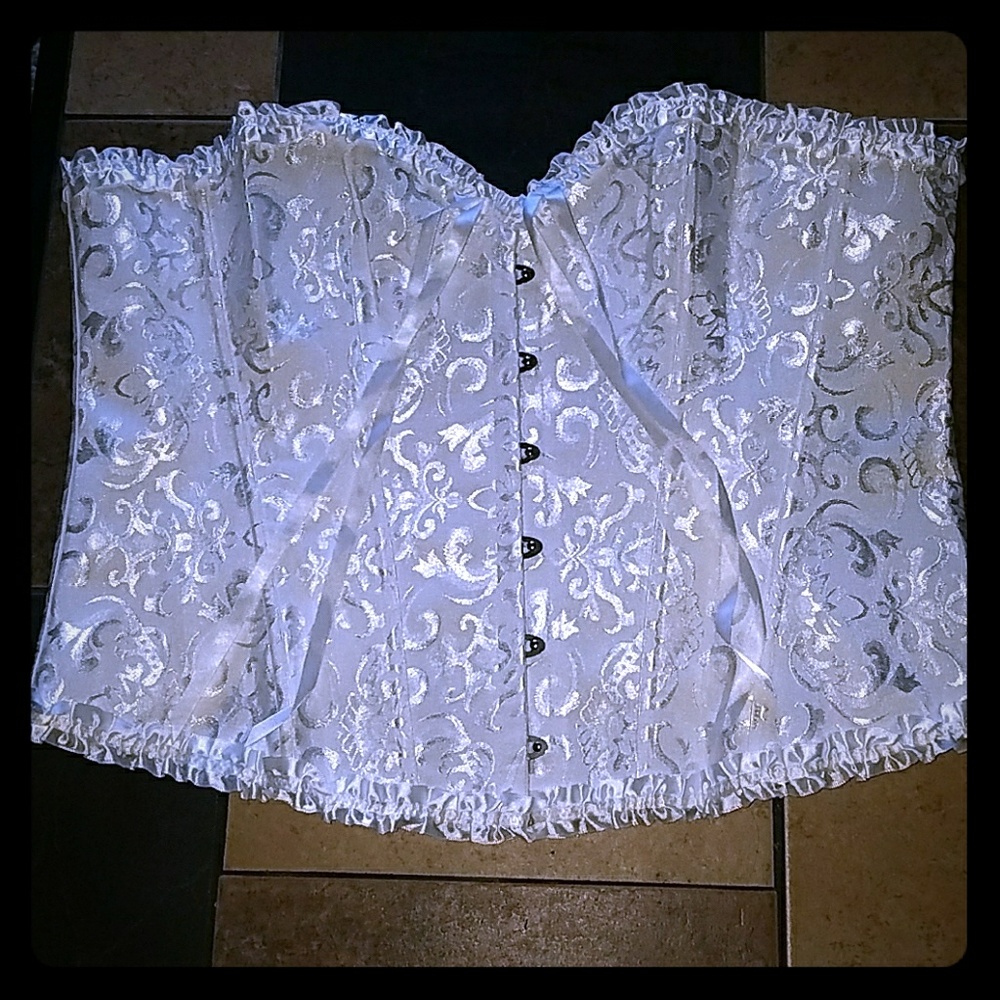 White silk corset