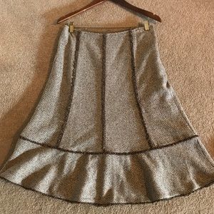 Loft brown flowy shirt with fringe embellishments