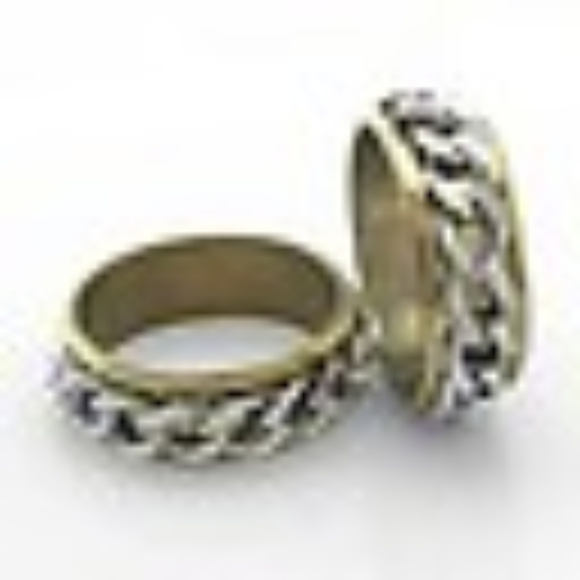 Stainless Steel Chain Link Spinner Rings. gold metal ring, silver metal chain  . - Picture 5 of 7