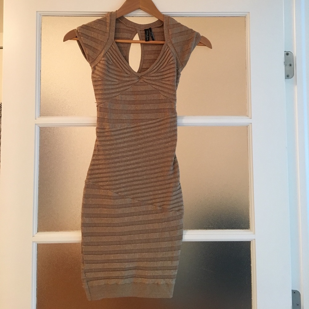 Guess by Marciano Gold Bandage Dress