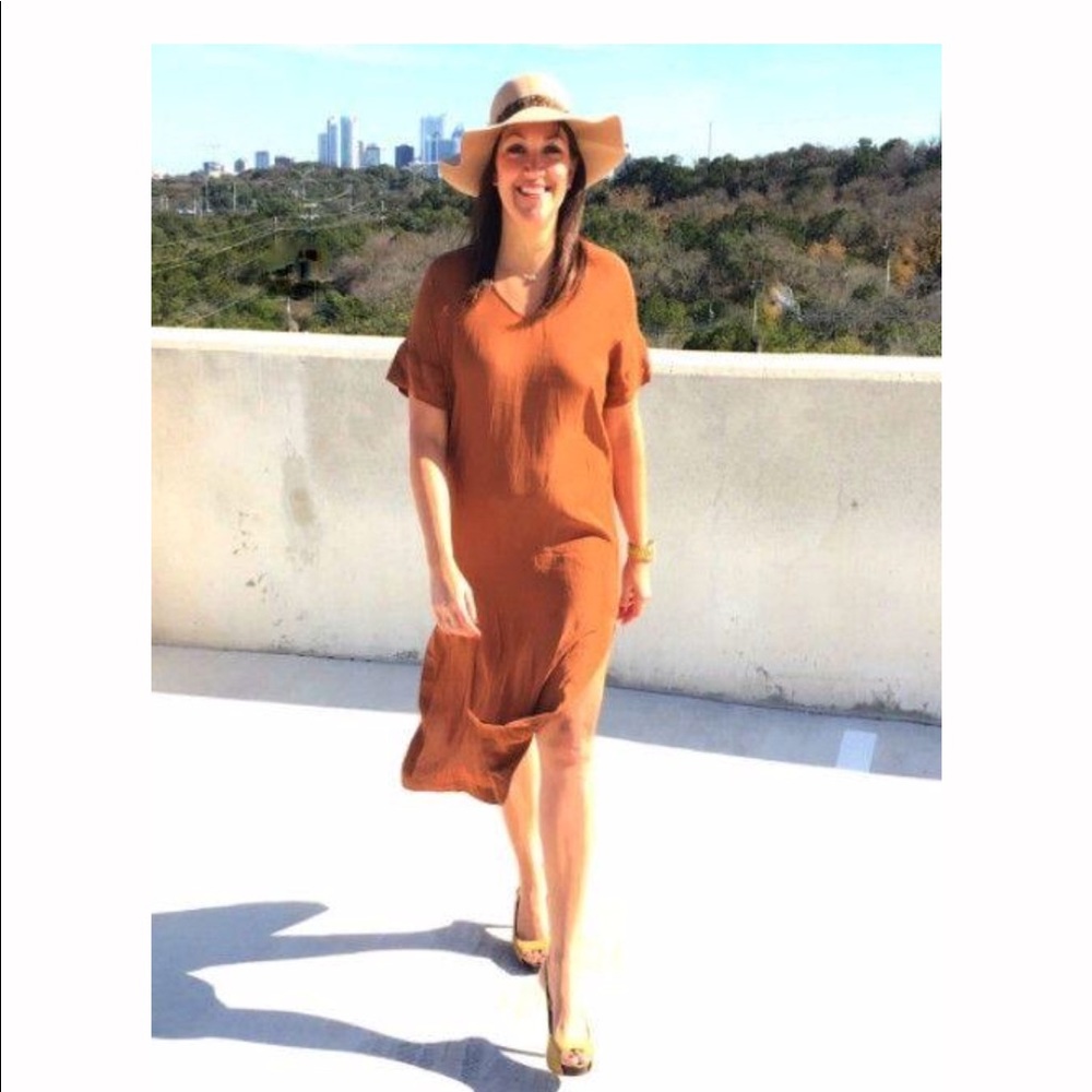 Rust colored shirt dress
