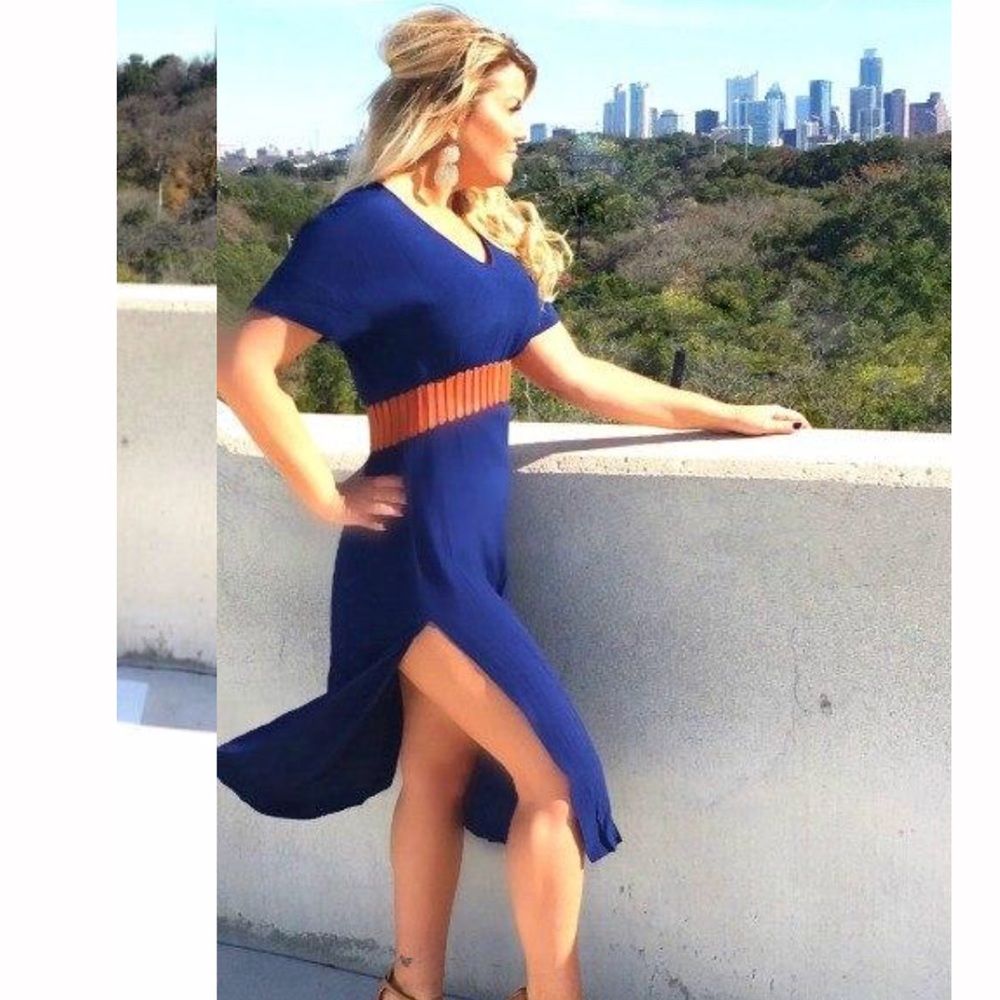 Royal blue shirt dress