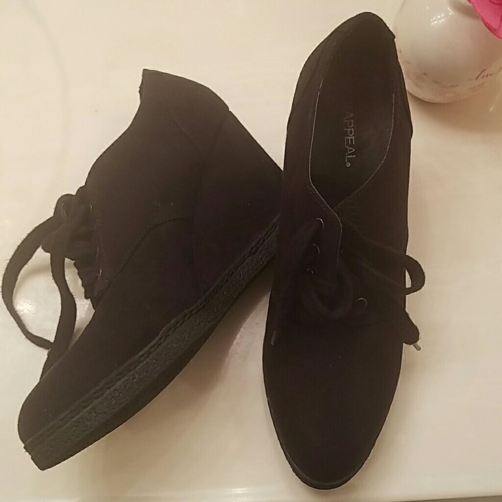 X appeal Trista Faux Suede Wedge Ankle Boots