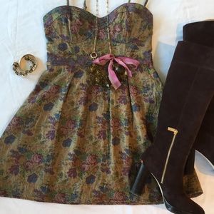 Free People Floral Brocade Bustier Dress