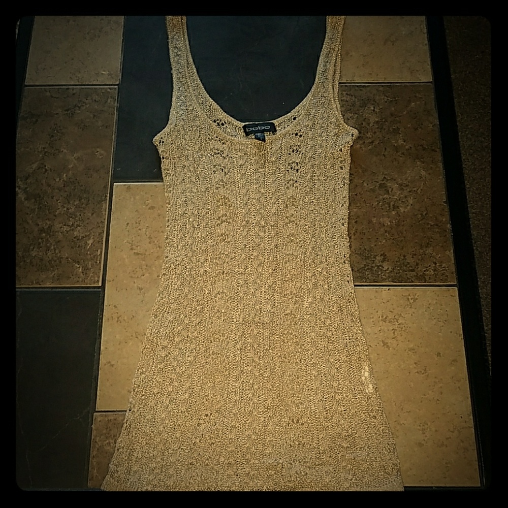 Bebe crochet glitter gold tank