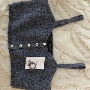 Topshop navy knit crop