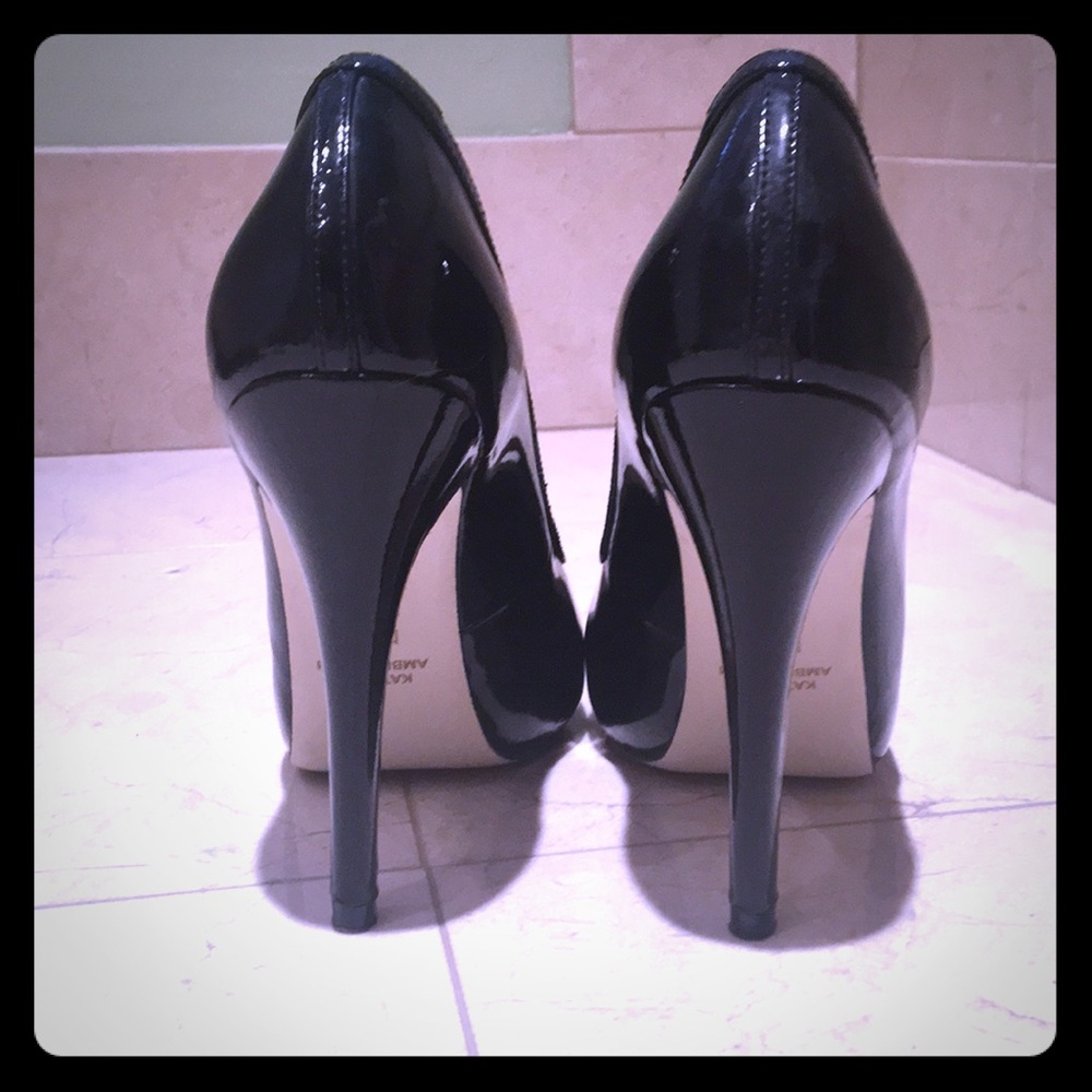 Holiday shoes!  Patent Leather Peep-toe pumps