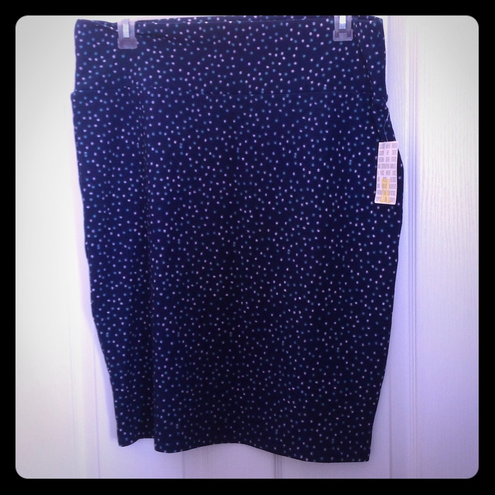 Women's LuLaRoe 3xl Cassie skirt NWT navy polkadot