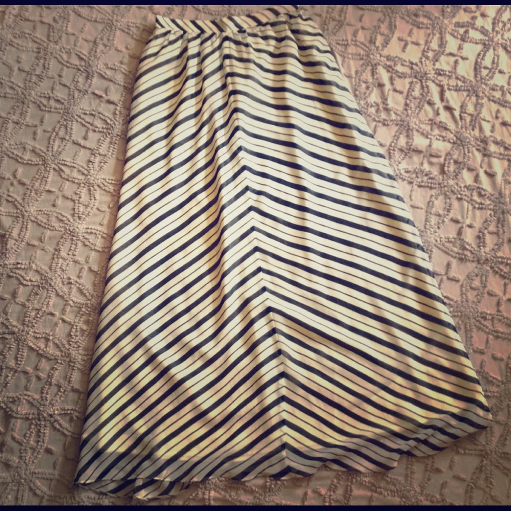 Navy & White Maxi Skirt