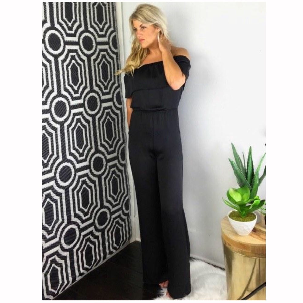 Black off the shoulder jumpsuit