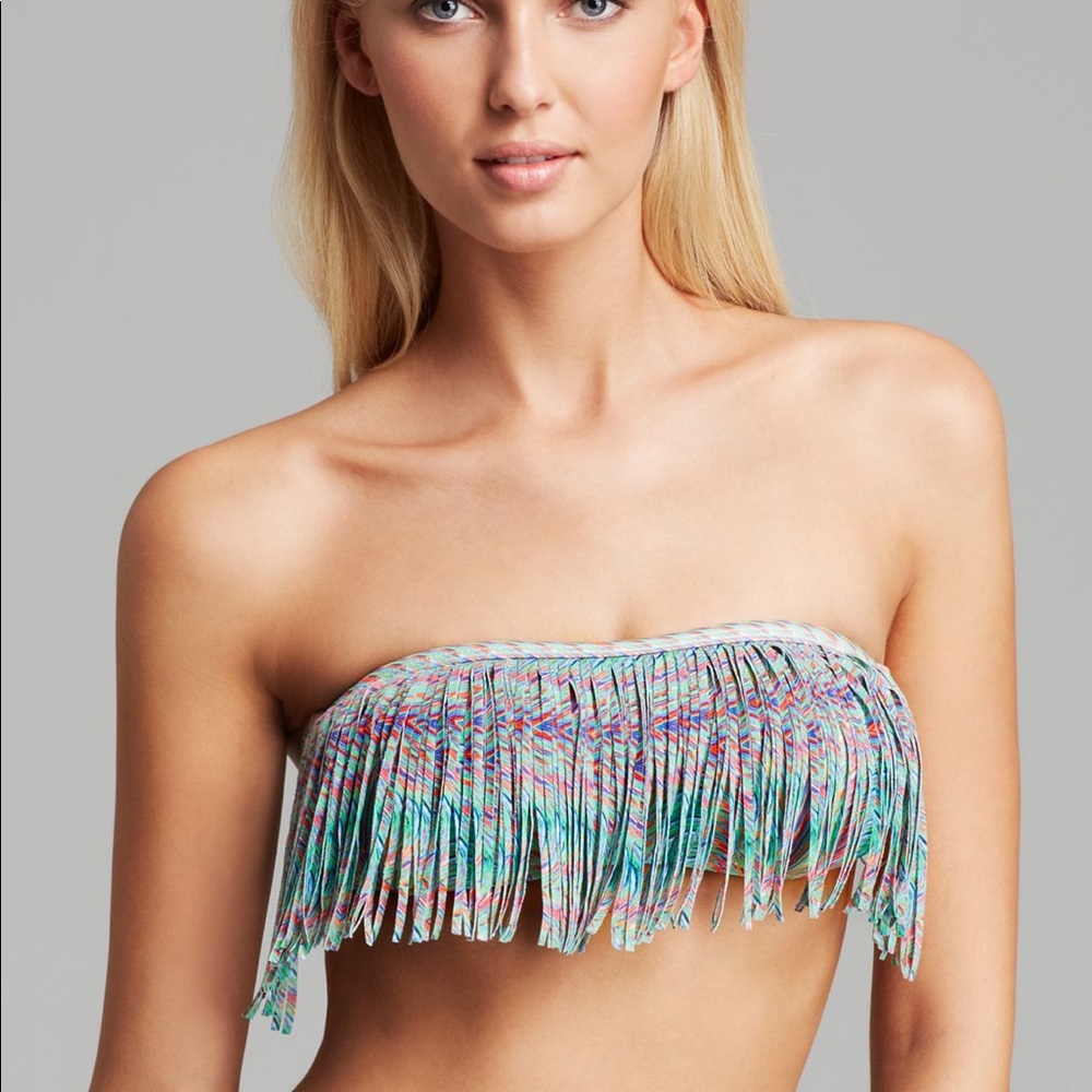 l*space Strapless Fringe Bikini Top Multi